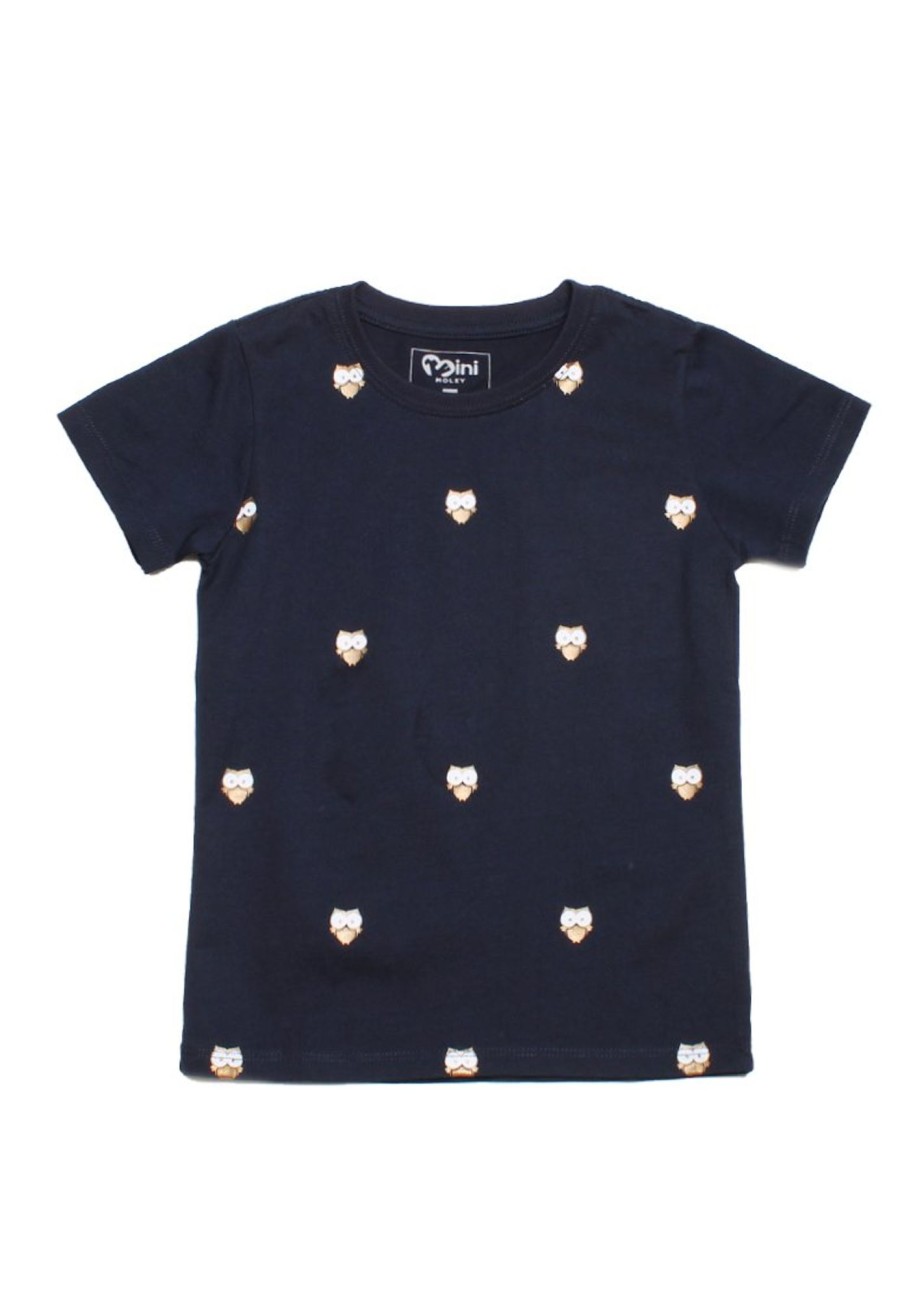 Boys moleyapparels | Owl Print T-Shirt Navy (Boy'S T-Shirt)