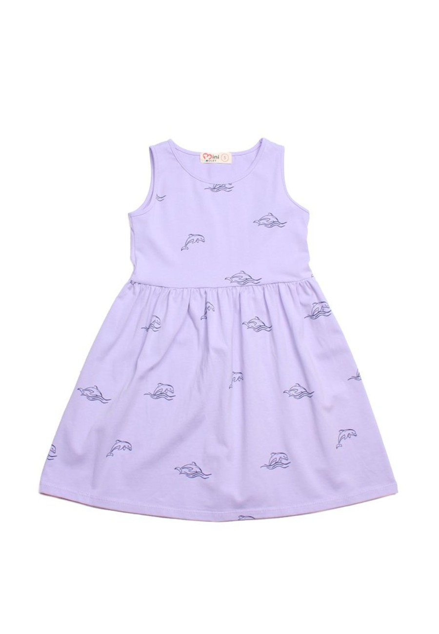 Matching Sets moleyapparels | Dolphin Print Dress Purple (Girl'S Dress)