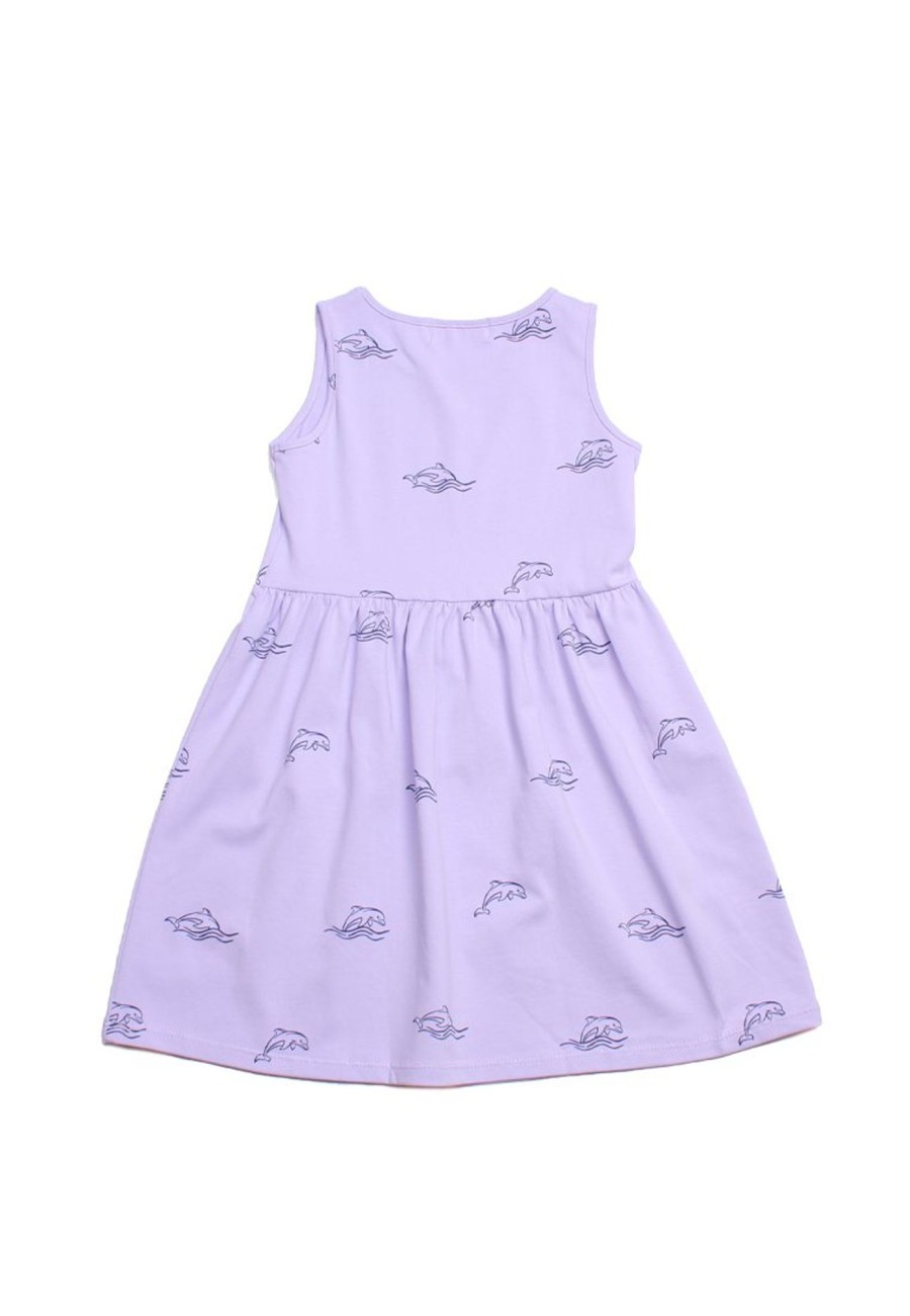 Matching Sets moleyapparels | Dolphin Print Dress Purple (Girl'S Dress)