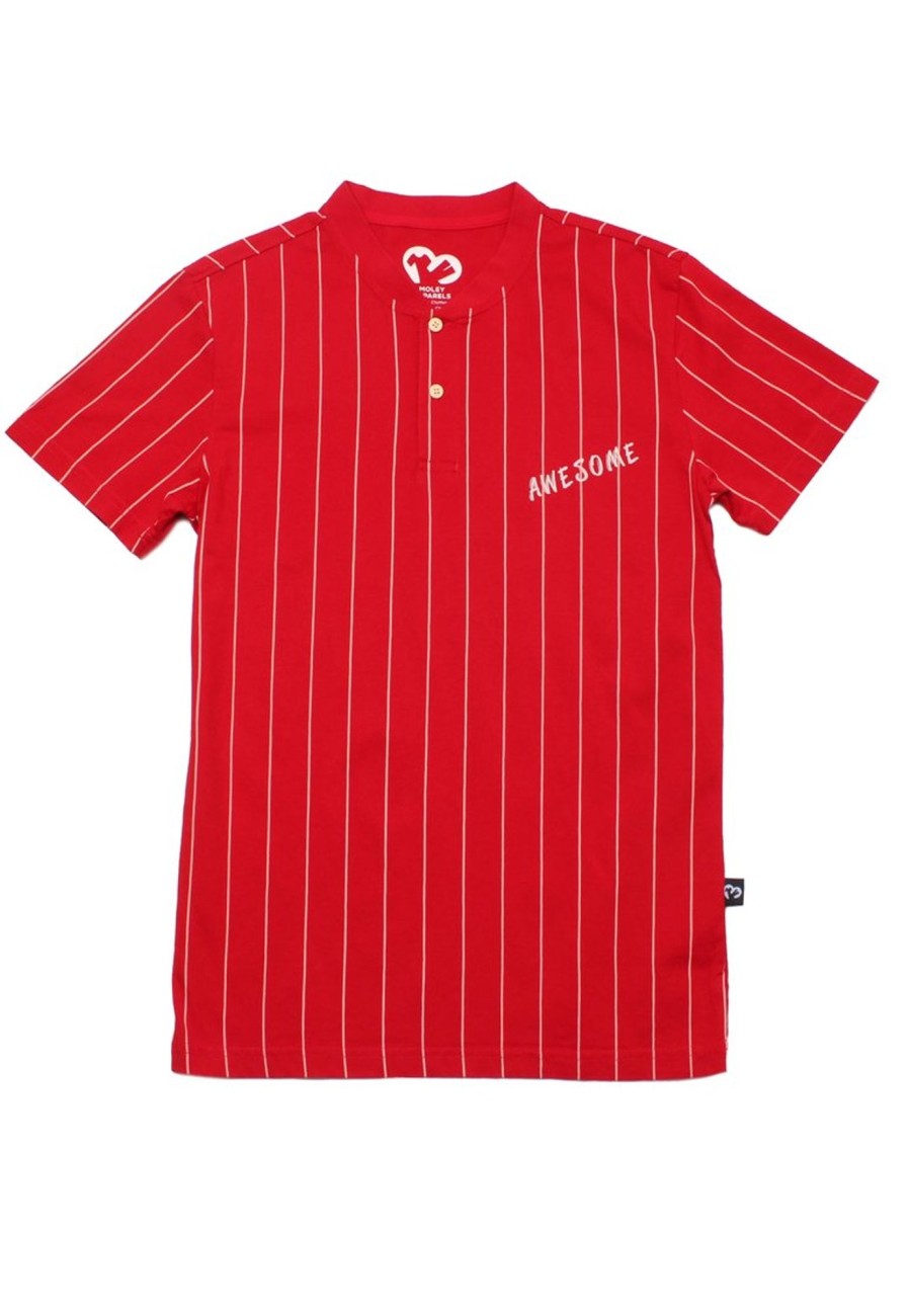 Matching Sets moleyapparels | Awesome Baseball Stripes Henley T-Shirt Red (Men'S T-Shirt)