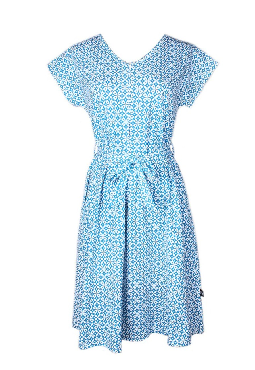 Ladies moleyapparels | Batik Florets Print Nursing Flare Dress Blue (Ladies' Dress)