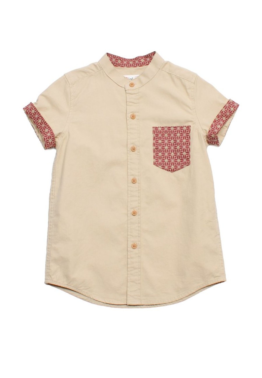 Matching Sets moleyapparels | Motif Detailed Pocket Premium Short Sleeve Shirt Khaki (Boy'S Shirt)