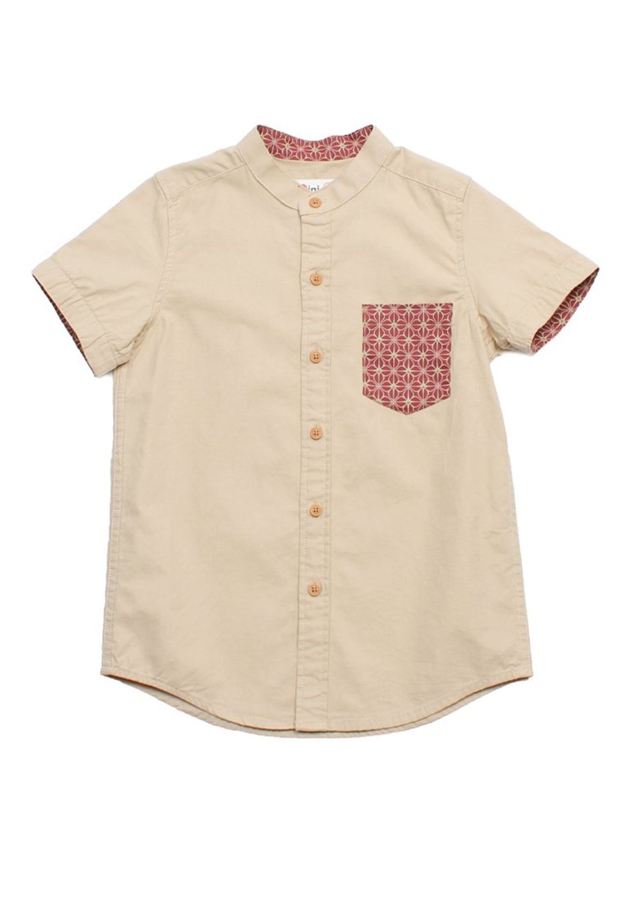 Matching Sets moleyapparels | Motif Detailed Pocket Premium Short Sleeve Shirt Khaki (Boy'S Shirt)