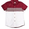 Matching Sets moleyapparels | Motif Detailed Panel Premium Short Sleeve Shirt Red (Boy'S Shirt)