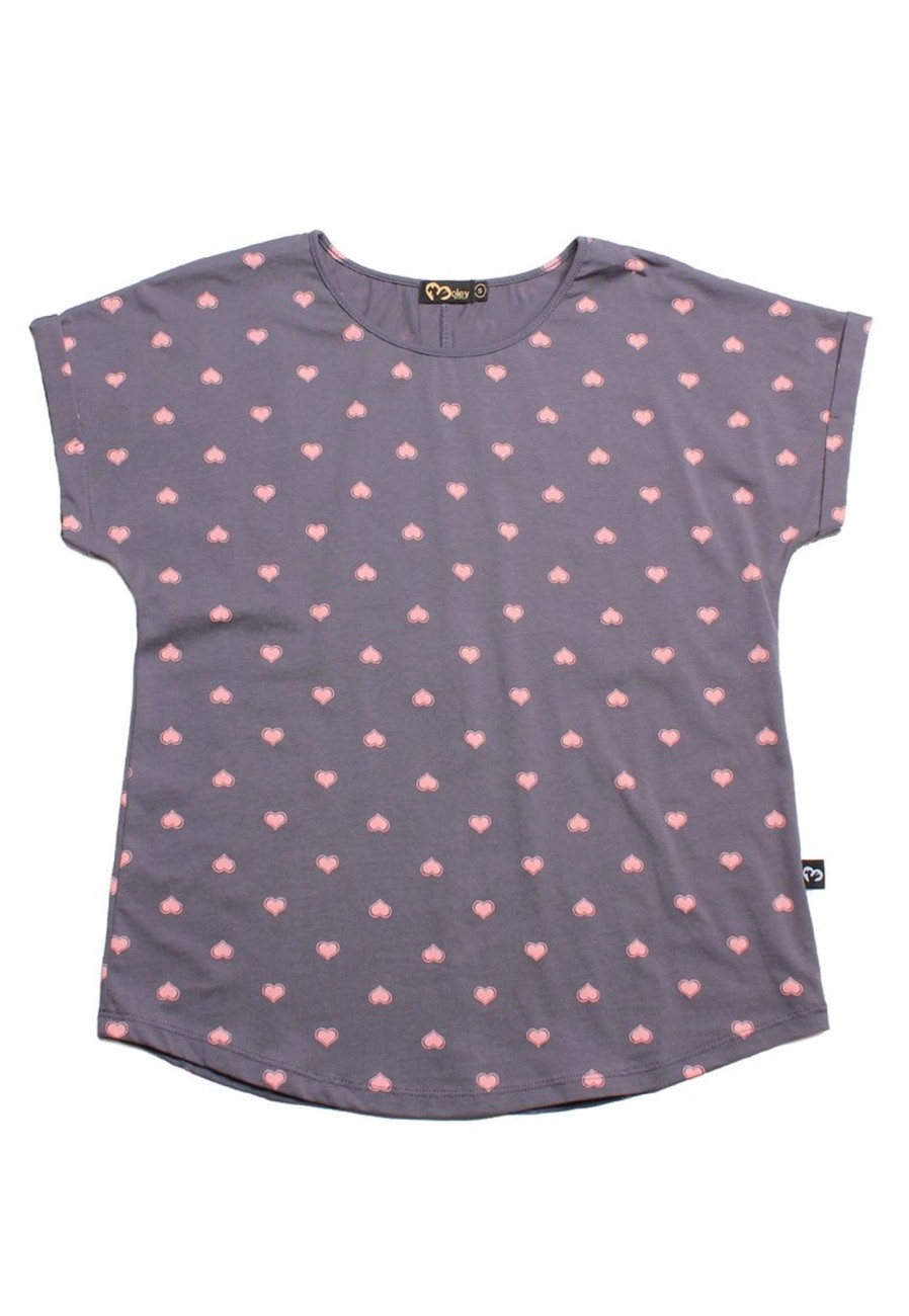 Matching Sets moleyapparels | Double Hearts Print Blouse Grey (Ladies' Top)