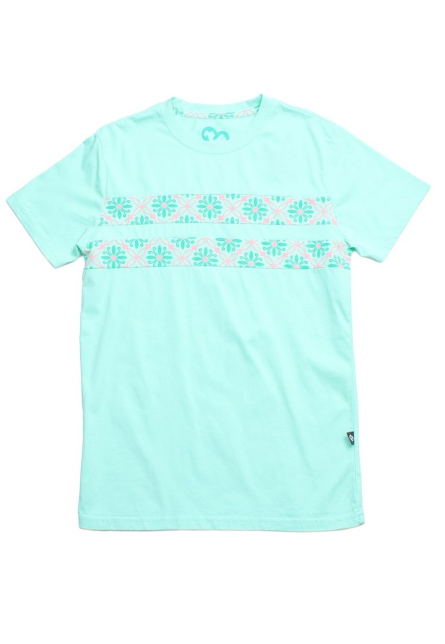 Matching Sets moleyapparels | Twin Panel Peranakan Inspired Print T-Shirt Green (Men'S T-Shirt)