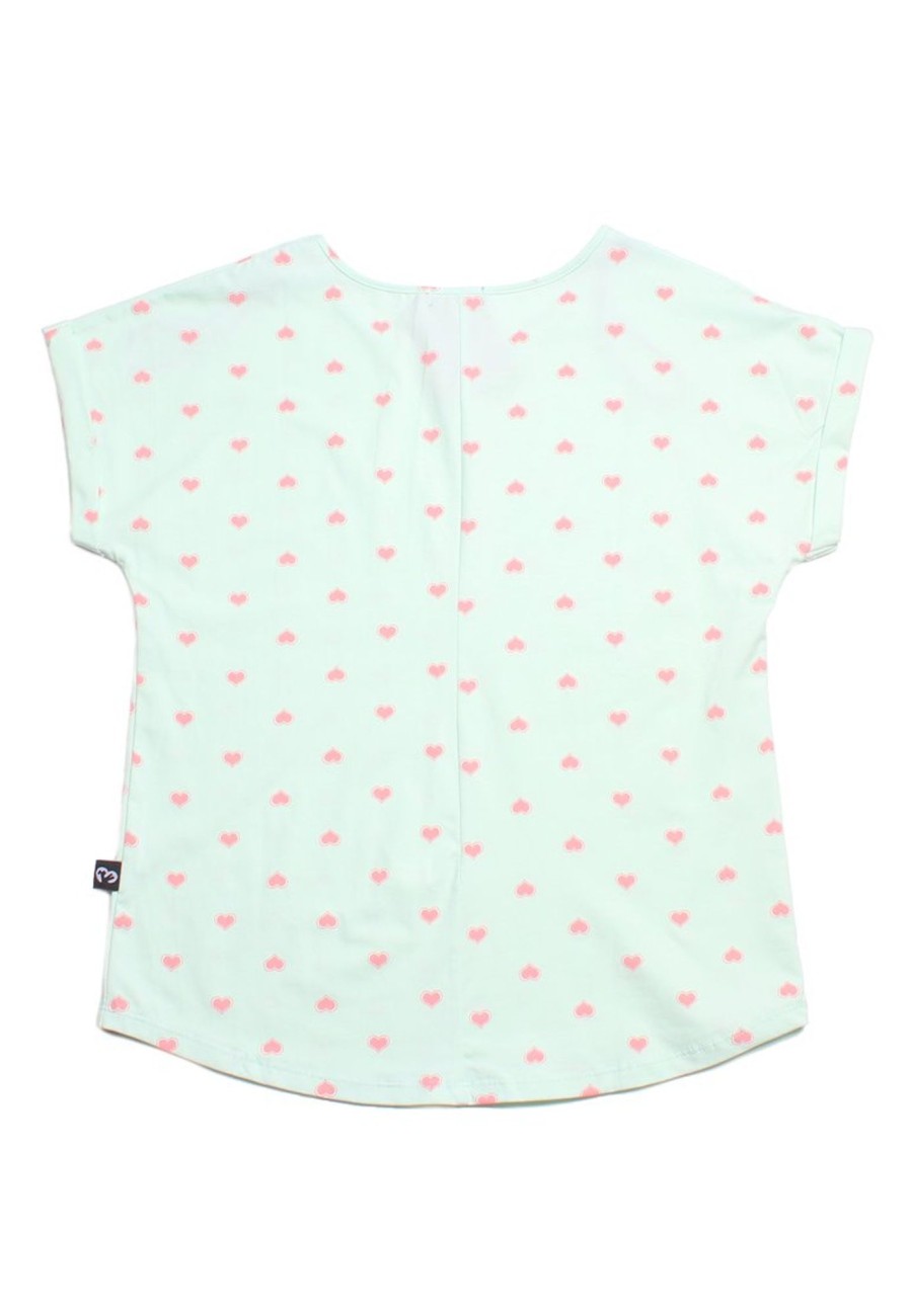 Matching Sets moleyapparels | Double Hearts Print Blouse Cyan (Ladies' Top)