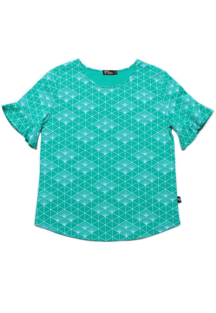 Matching Sets moleyapparels | Japanese Sunray Print Blouse Green (Ladies' Top)