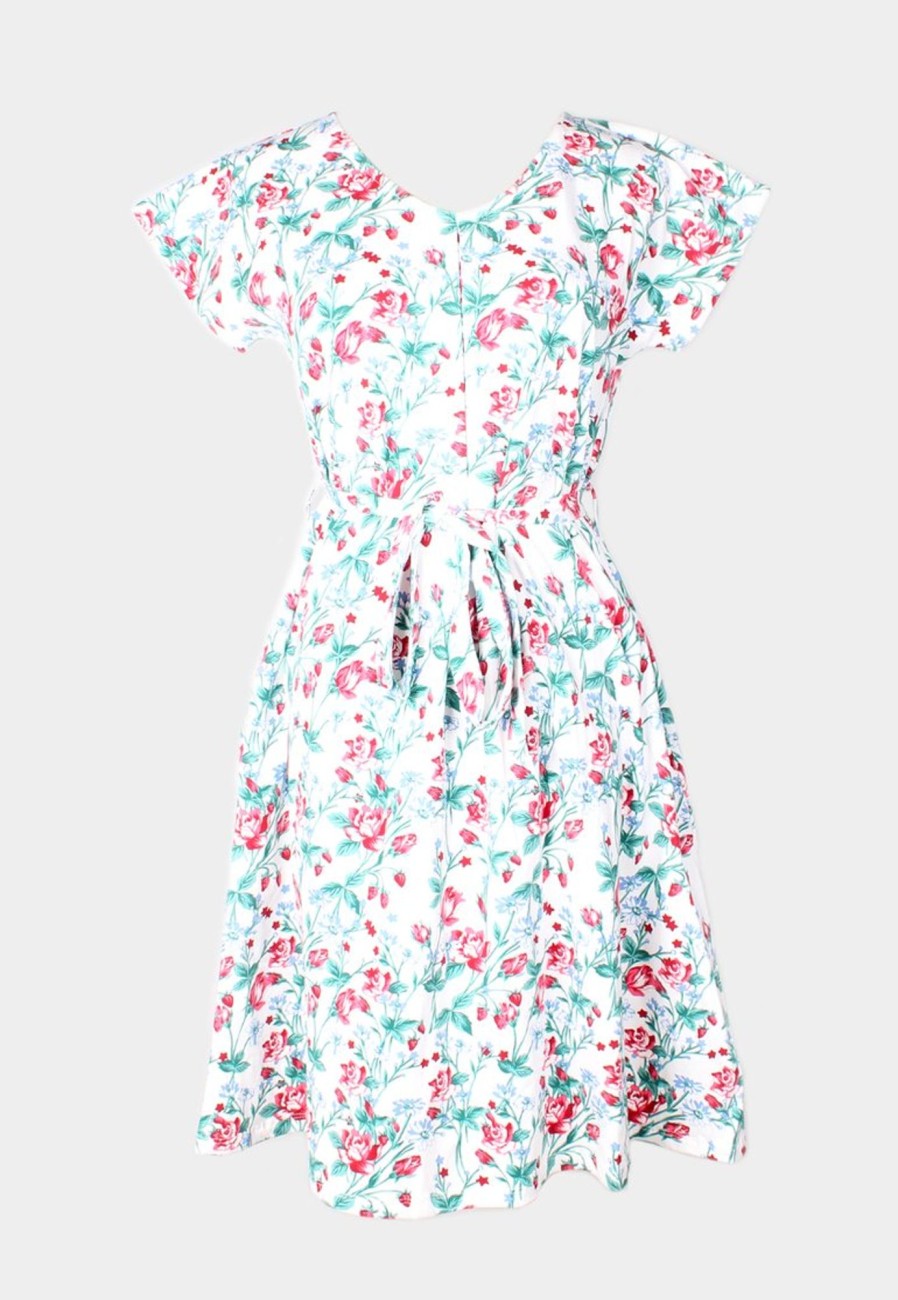 Ladies moleyapparels | Floral Print Flare Dress White (Ladies' Dress)