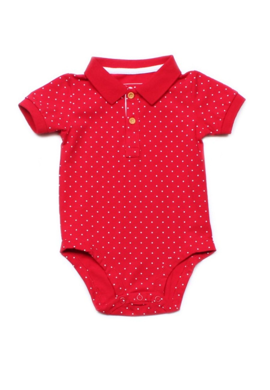 Matching Sets moleyapparels | Polka Dot Polo Romper Red (Baby Romper)