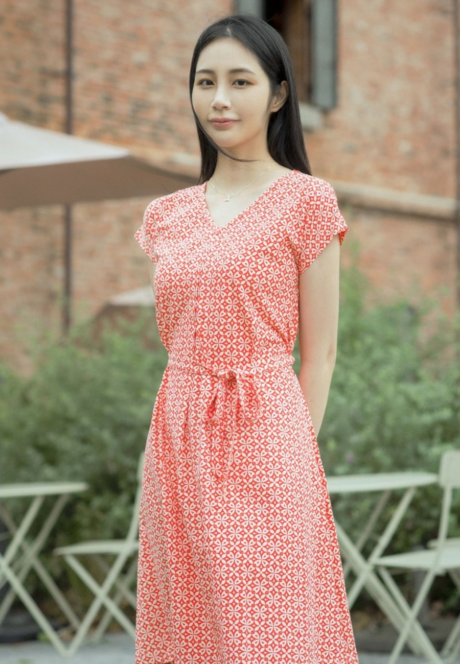 Ladies moleyapparels | Batik Florets Print Flare Dress Pink (Ladies' Dress)