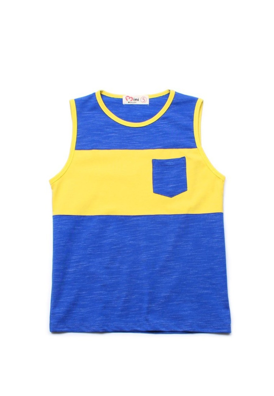 Boys moleyapparels | Colour Block Pocket Singlet Blue (Boy'S Singlet)