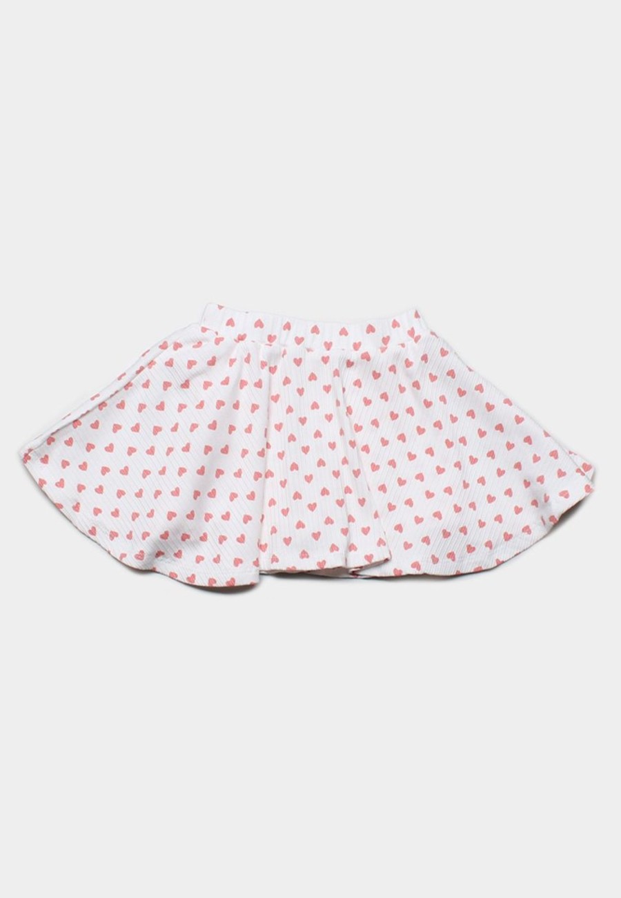 Girls moleyapparels | Hearts Ribbed Skirt White (Girl'S Bottom)