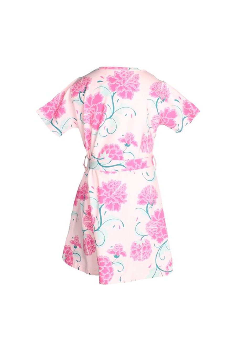 Matching Sets moleyapparels | Peont Floral Print Girl'S Flare Dress Pink