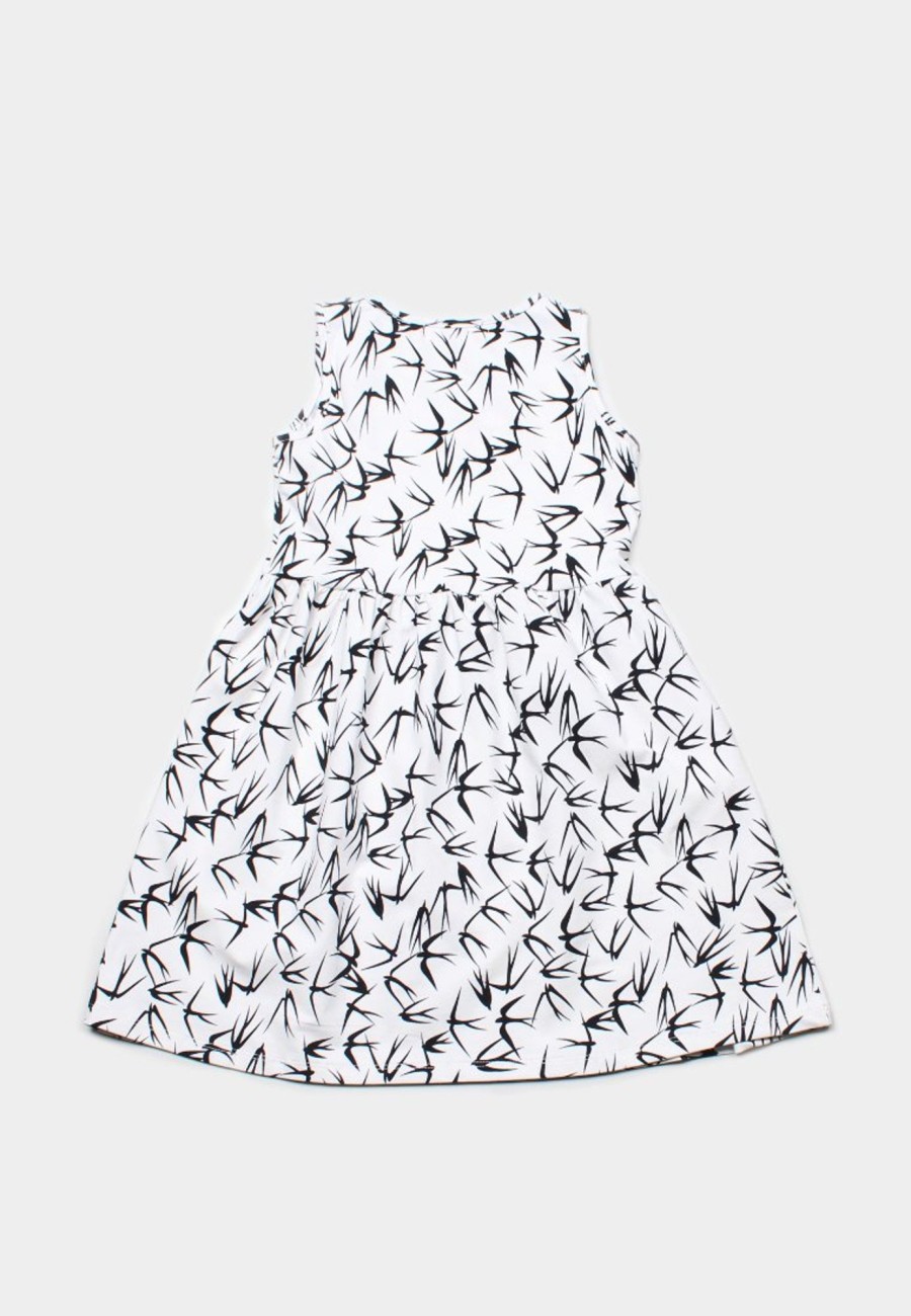 Girls moleyapparels | Swallow Bird Print Dress White (Girl'S Dress)