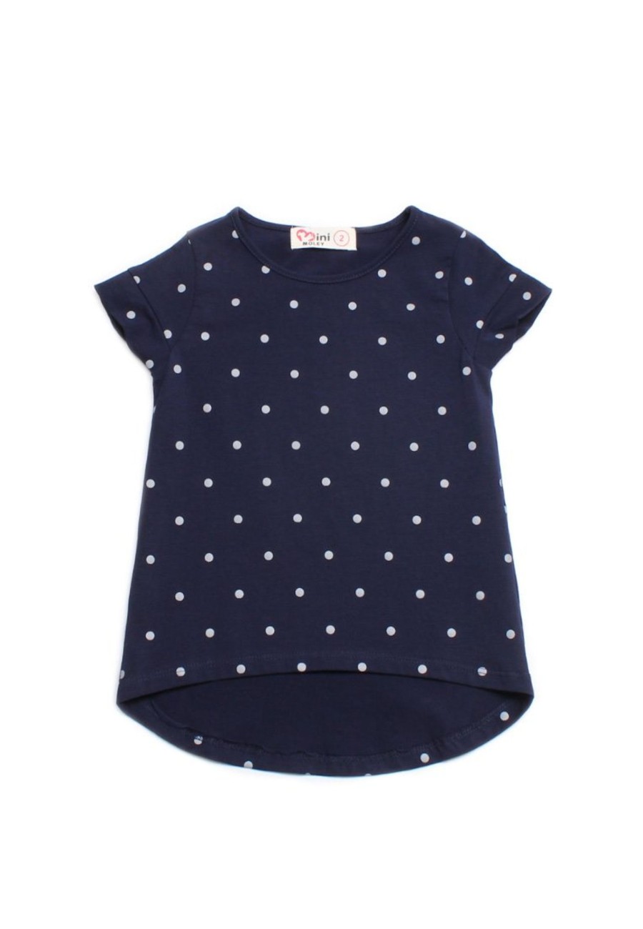 Girls moleyapparels | Polka Dots Print T-Shirt Navy (Girl'S Top)