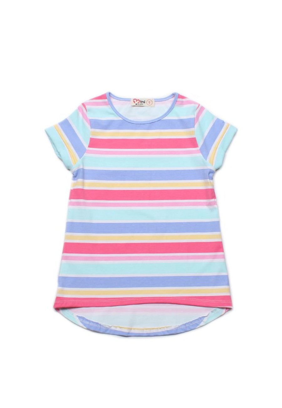 Matching Sets moleyapparels | Pastel Stripes Print T-Shirt Pink (Girl'S Top)