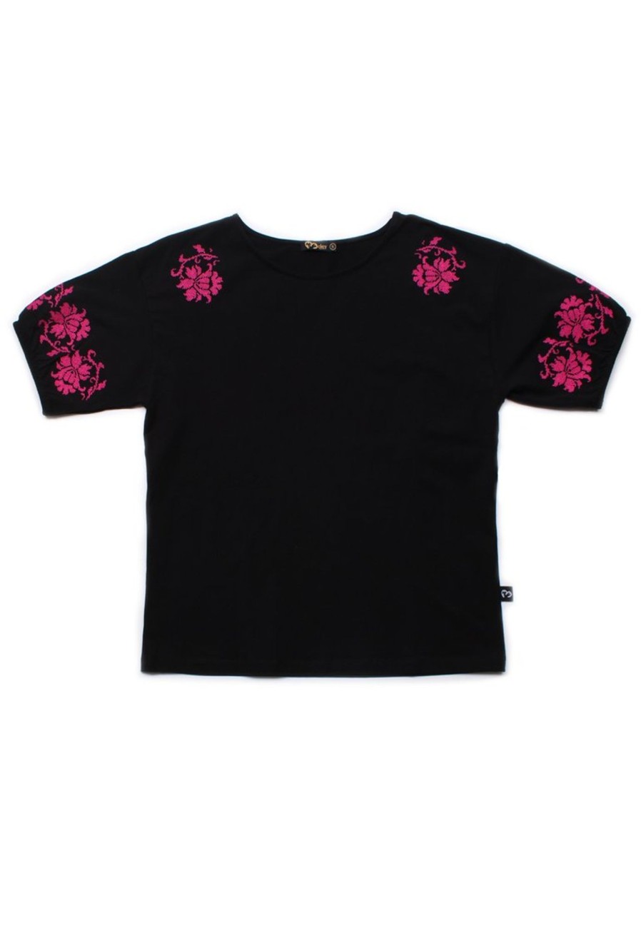 Ladies moleyapparels | Digital Floral Embroidery Blouse Black (Ladies' Top)