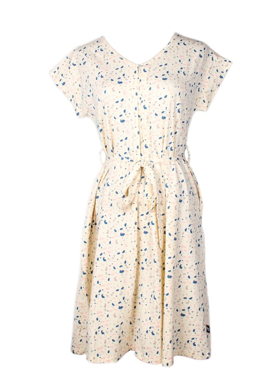 Ladies moleyapparels | Terrazzo Bunny Print Nursing Flare Dress Cream (Ladies' Dress)