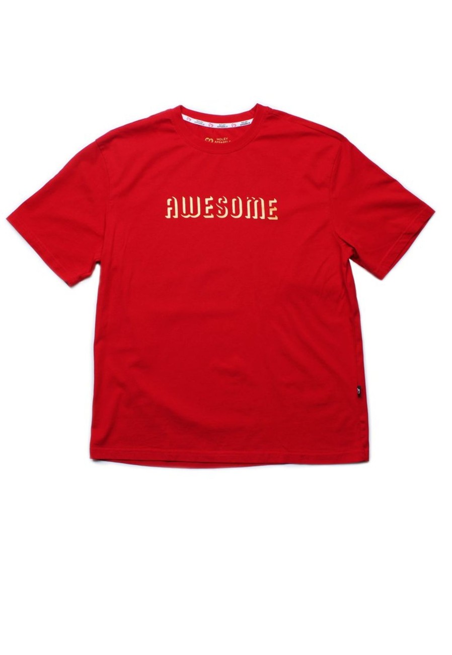 Men moleyapparels | Awesome Shadow Oversized T-Shirt Red (Men'S T-Shirt)