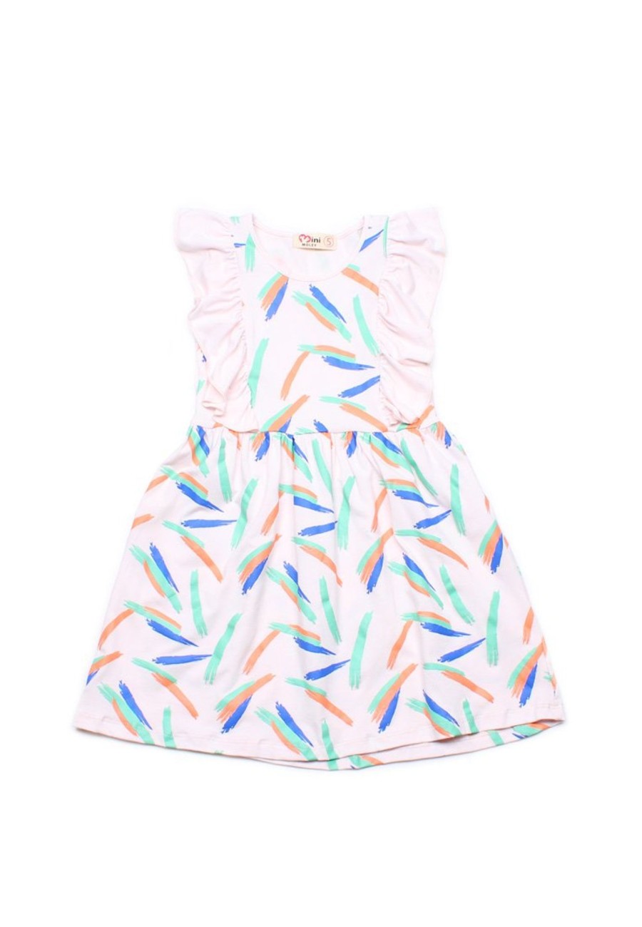 Matching Sets moleyapparels | Paint Brush Print Twin Ruffle Dress Pink (Girl'S Dress)