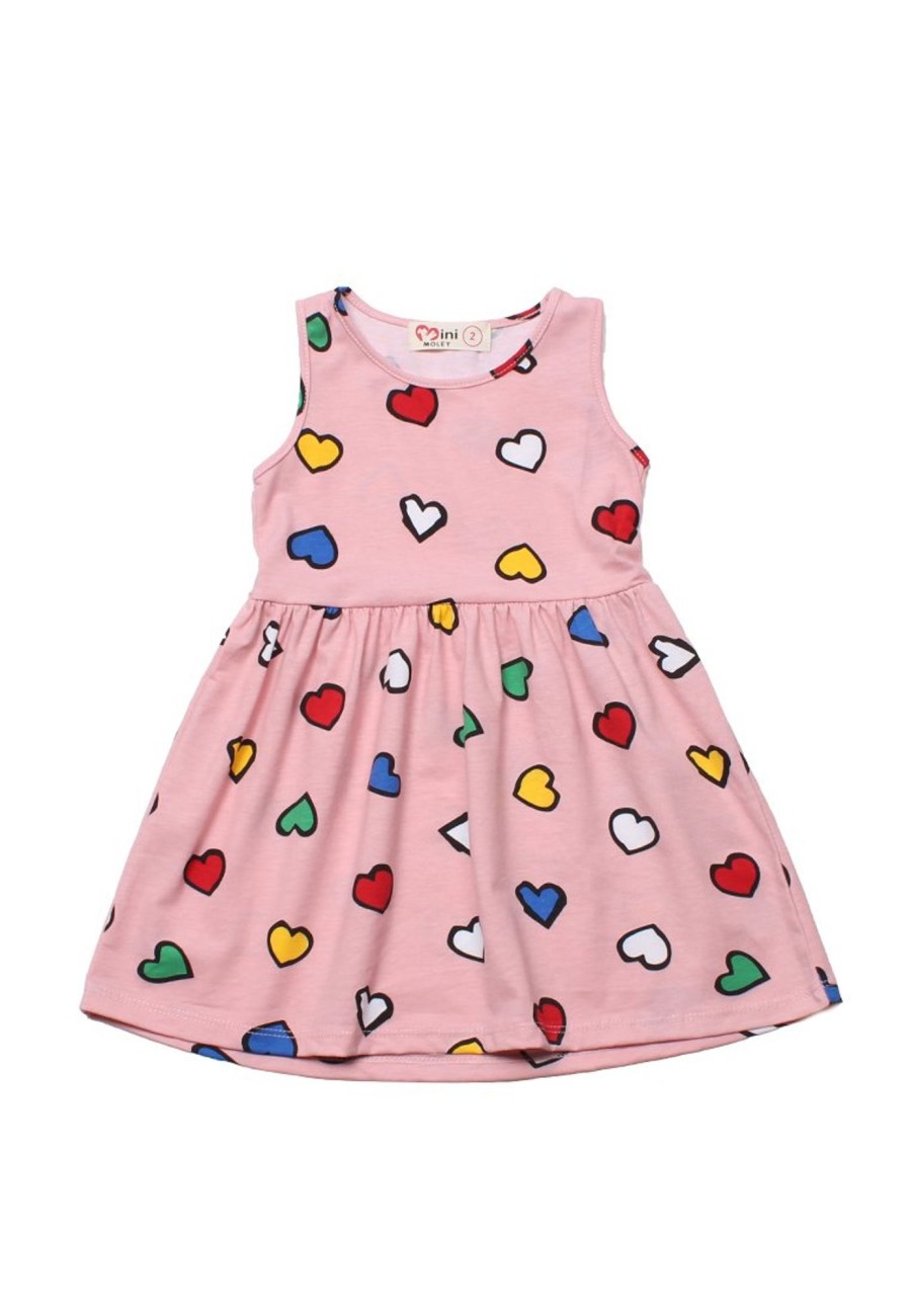 Girls moleyapparels | Colour Hearts Print Dress Pink (Girl'S Dress)