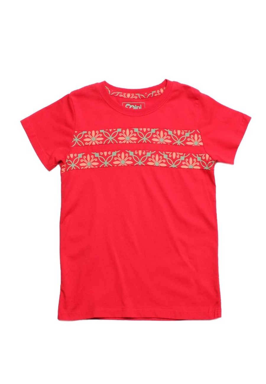 Matching Sets moleyapparels | Twin Panel Peranakan Inspired Print T-Shirt Red (Boy'S T-Shirt)