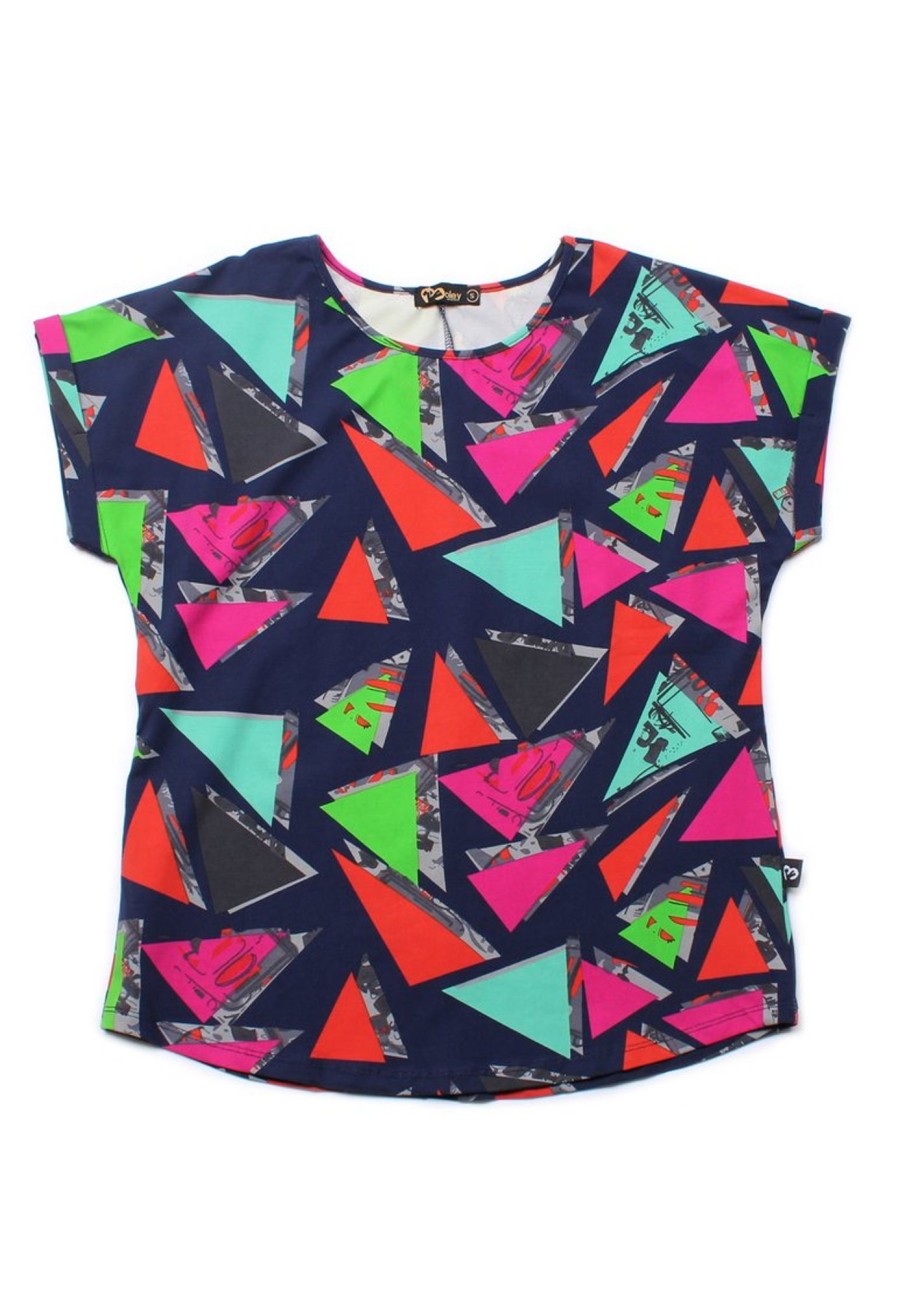 Matching Sets moleyapparels | Art Triangles Print Blouse Navy (Ladies' Top)