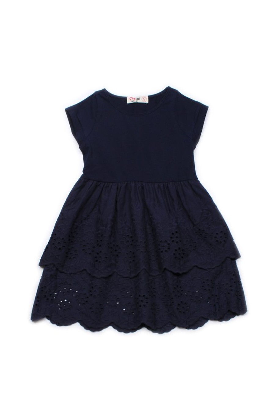 Girls moleyapparels | Eyelet Layered Premium Dress Navy (Girl'S Dress)