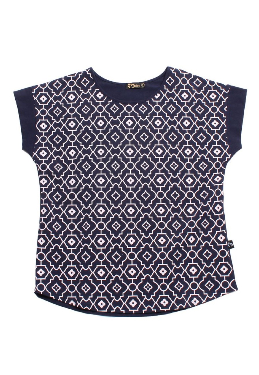 Ladies moleyapparels | Tribal Pattern Print Blouse Navy (Ladies' Top)