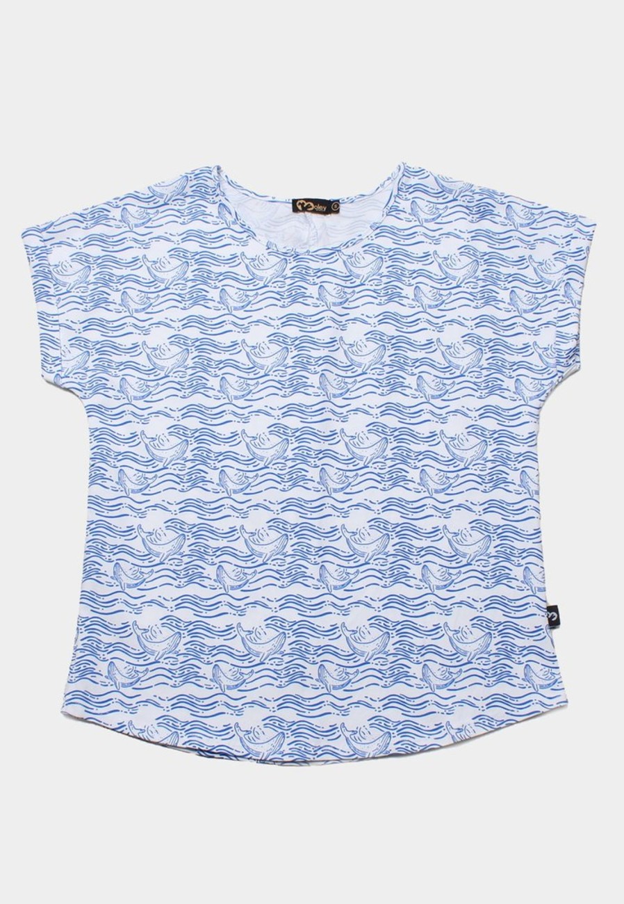 Matching Sets moleyapparels | Whale Wave Print Blouse White (Ladies' Top)