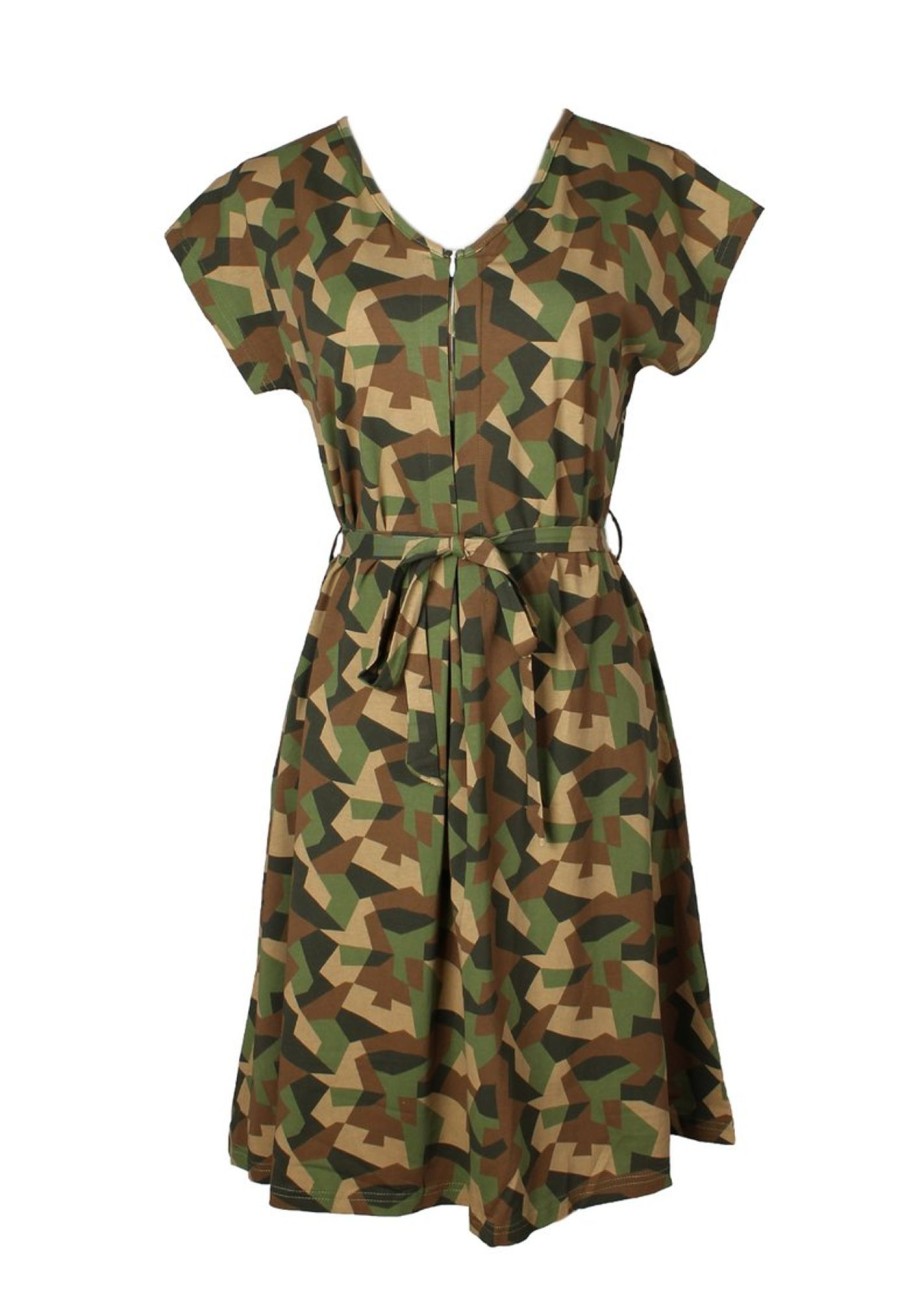 Ladies moleyapparels | Camo Print Nursing Flare Dress Green (Ladies' Dress)