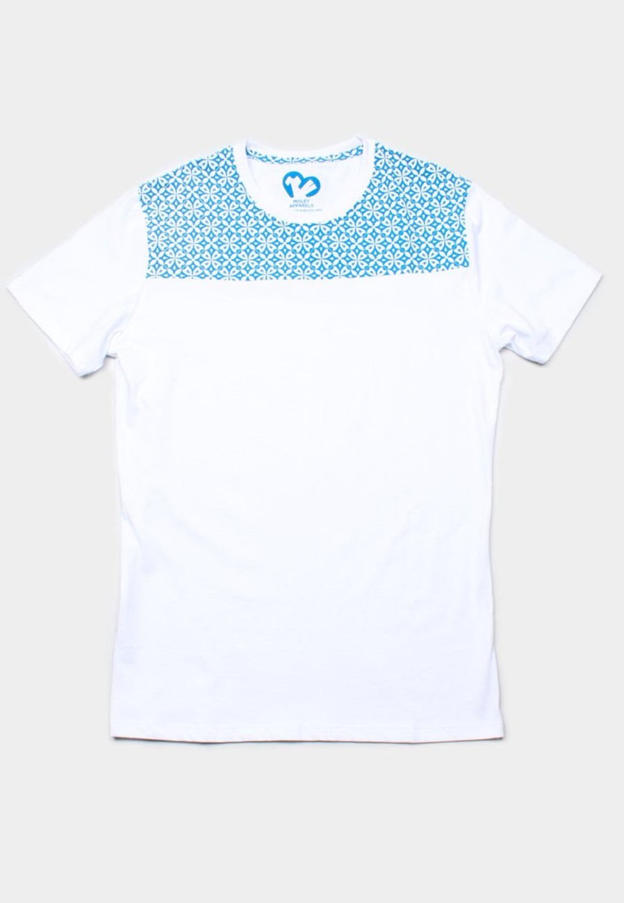 Matching Sets moleyapparels | Batik Florets Print Panel T-Shirt White (Men'S T-Shirt)