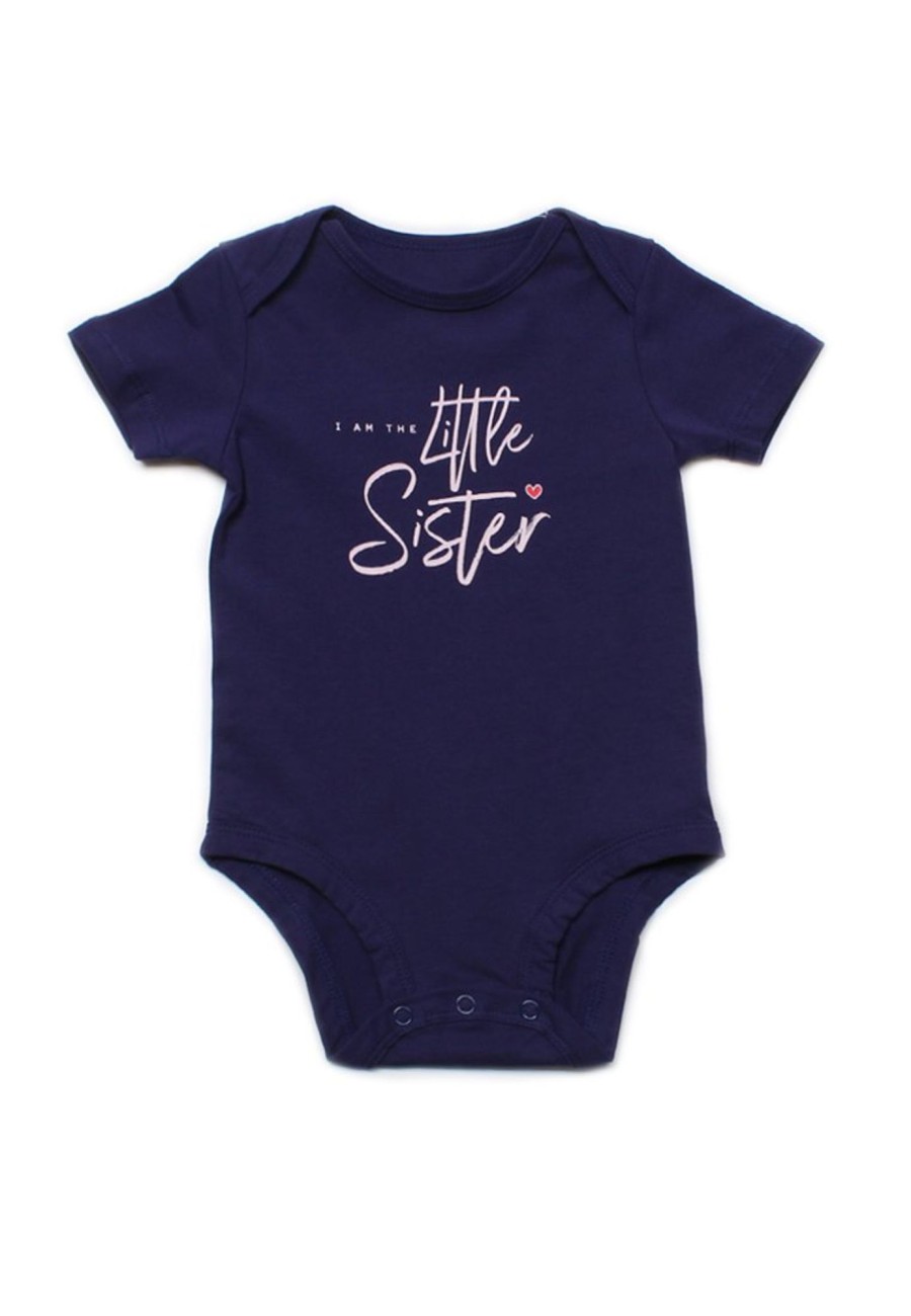 Babies moleyapparels | Little Sister Romper Navy (Baby Romper)