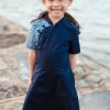 Matching Sets moleyapparels | Motif Detailed Twill Cheongsam Inspired Dress Navy (Girl'S Dress)