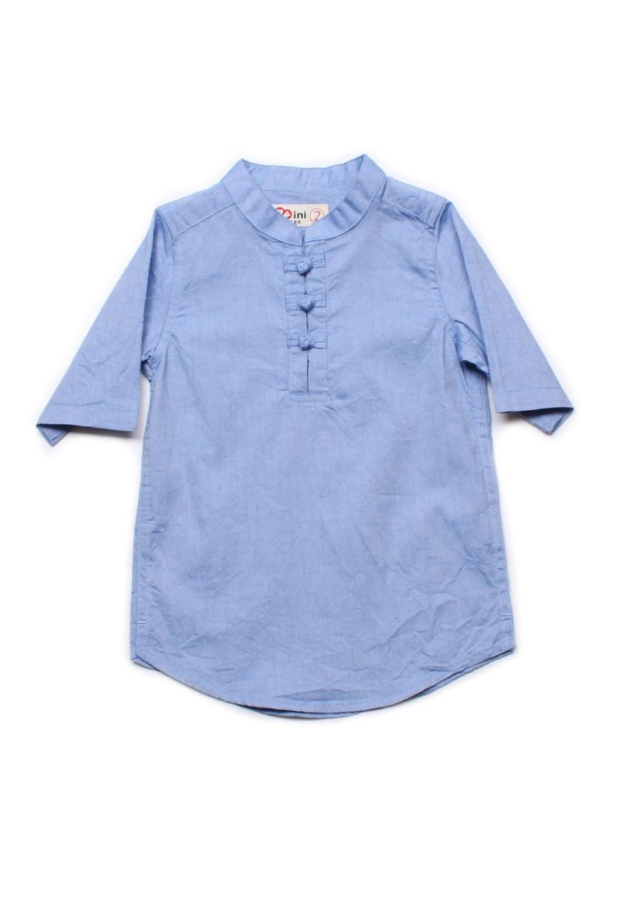 Boys moleyapparels | Oriental Style 3/4 Sleeve Shirt Blue (Boy'S Shirt)