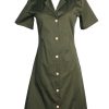 Matching Sets moleyapparels | Classic Cotton Twill Button Down Dress Ladies Green