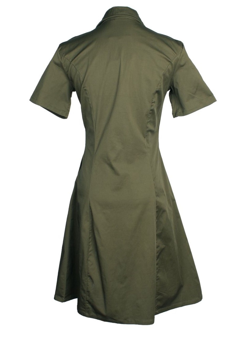 Matching Sets moleyapparels | Classic Cotton Twill Button Down Dress Ladies Green