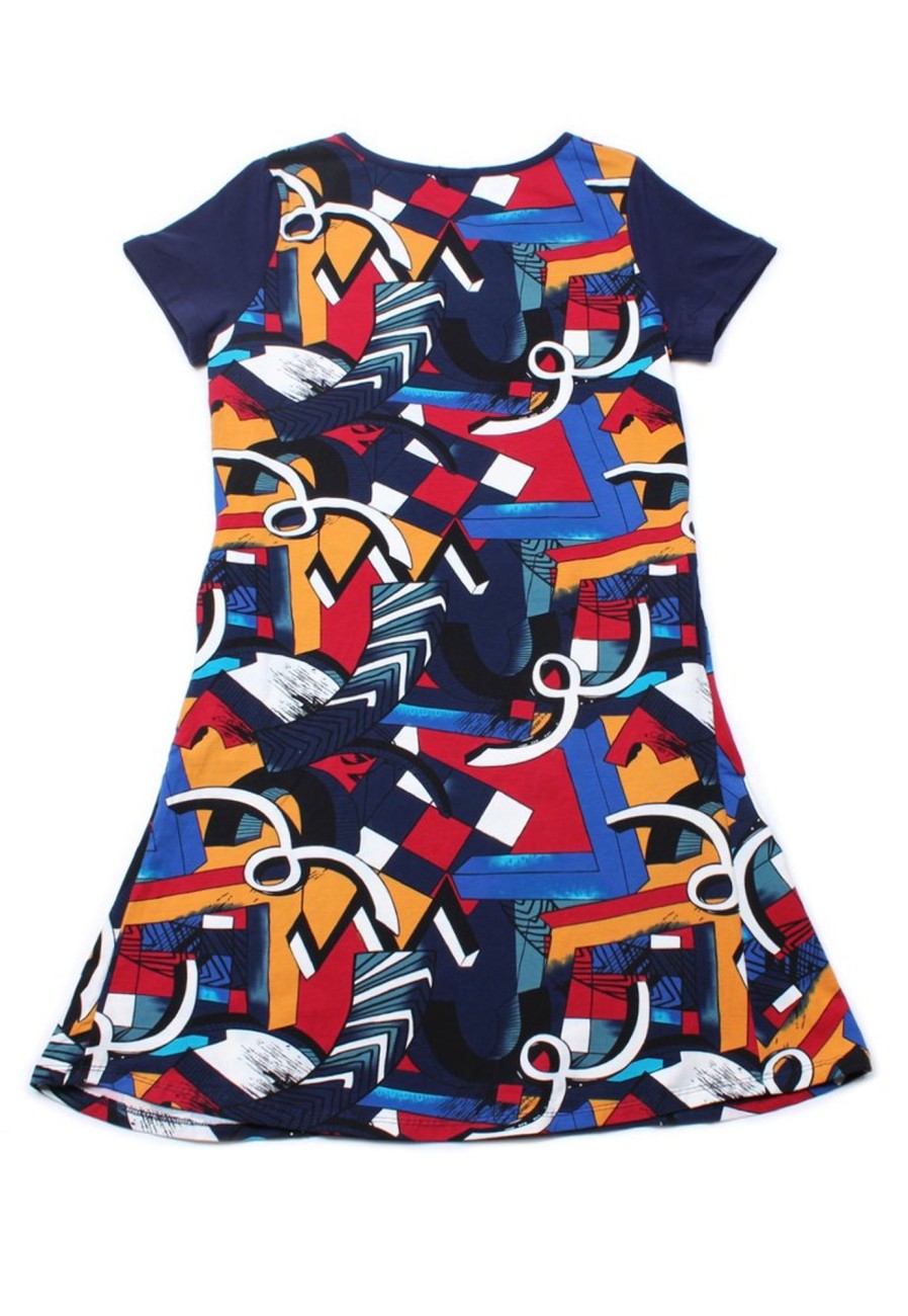 Ladies moleyapparels | Abstract Art Shift Dress Navy (Ladies' Dress)