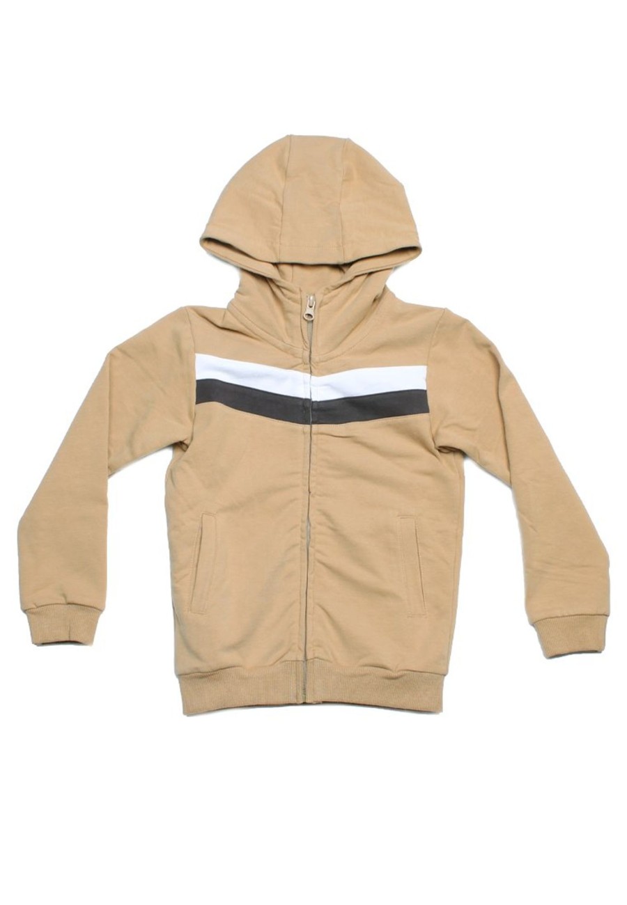 Kids Jackets moleyapparels | Colour Block Chevron Hoodie Jacket Khaki (Kids' Jacket)