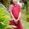 Matching Sets moleyapparels | Motif Detailed Twill Cheongsam Inspired Dress Red (Girl'S Dress)