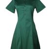 Matching Sets moleyapparels | Brushed Cotton Half-Button Down Dress Green (Ladies' Dress)