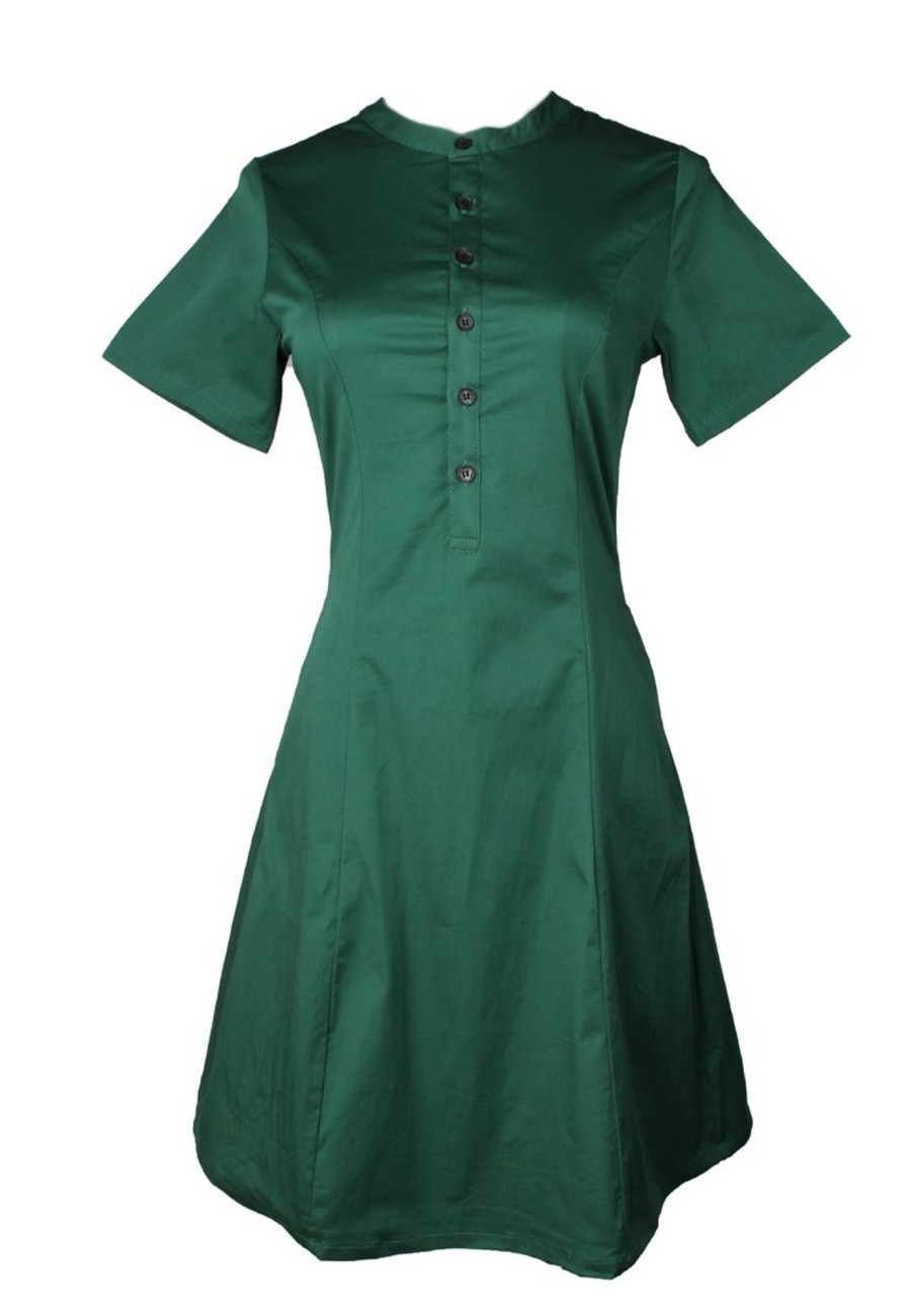 Matching Sets moleyapparels | Brushed Cotton Half-Button Down Dress Green (Ladies' Dress)