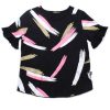 Matching Sets moleyapparels | Paint Brush Print Blouse Black (Ladies' Top)