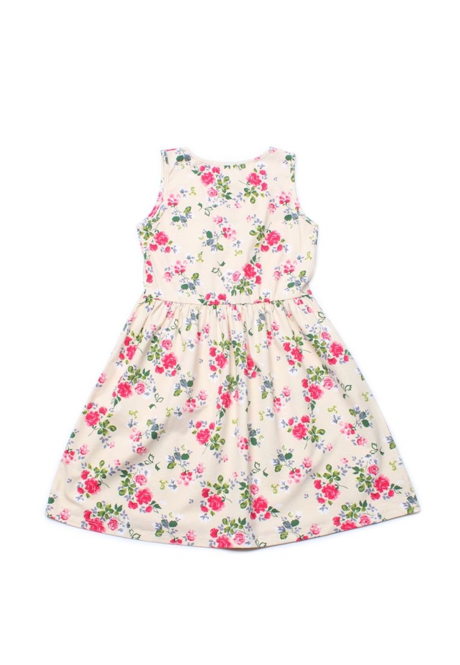 Matching Sets moleyapparels | Floral Print Dress Cream (Girl'S Dress)