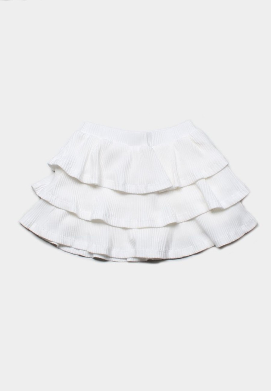 Girls moleyapparels | 3 Tier Ribbed Skirt White (Girl'S Bottom)