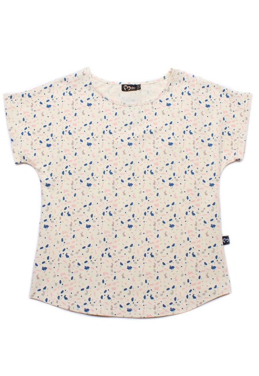 Matching Sets moleyapparels | Terrazzo Bunny Print Blouse Cream (Ladies' Top)