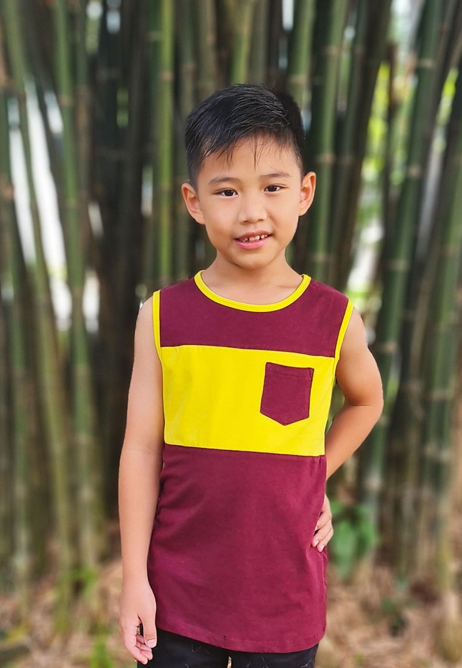 Boys moleyapparels | Colour Block Pocket Singlet Maroon (Boy'S Singlet)