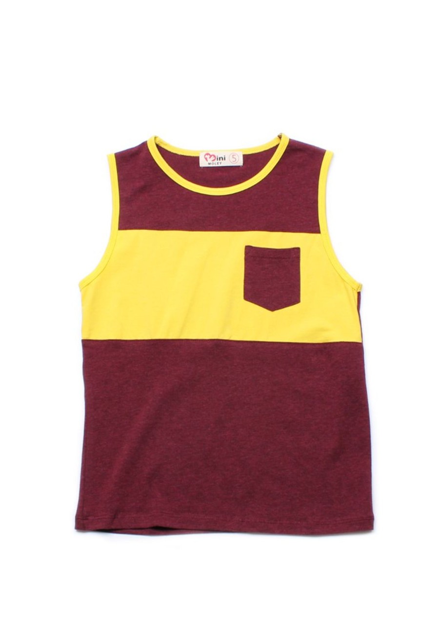 Boys moleyapparels | Colour Block Pocket Singlet Maroon (Boy'S Singlet)