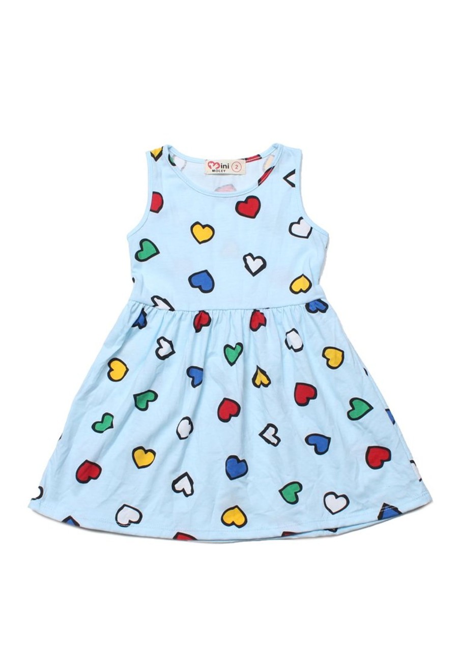 Girls moleyapparels | Colour Hearts Print Dress Blue (Girl'S Dress)